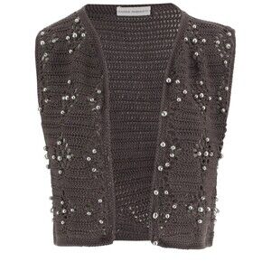 Niccolò Pasqualetti Cotton Knitted Vest With Intricate Crochet - NWT